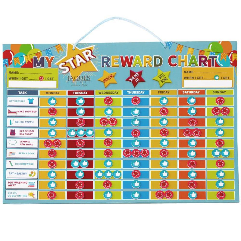 Magnetic reward chart with magnets and pens for kids