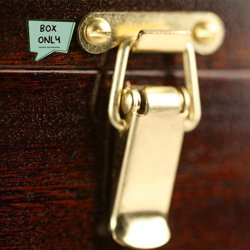 Close up of brass box clip 