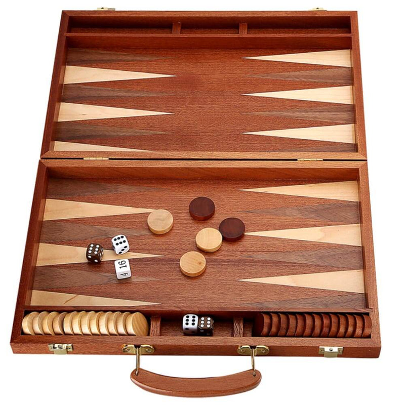 15 inch mahogany backgammon set