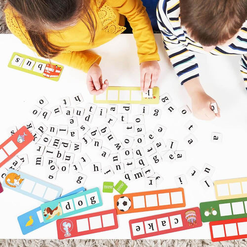  Children matching and spelling words