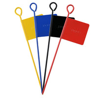 4 metal croquet flags in 4 colours, Red, Blue, Yellow and black[lifestyle]