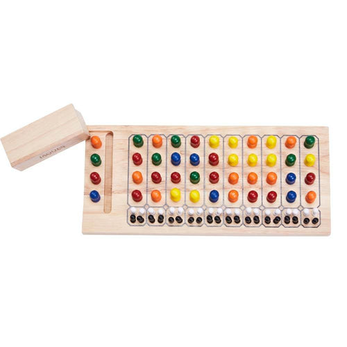 Block to hide pegs removed to reveal the colours