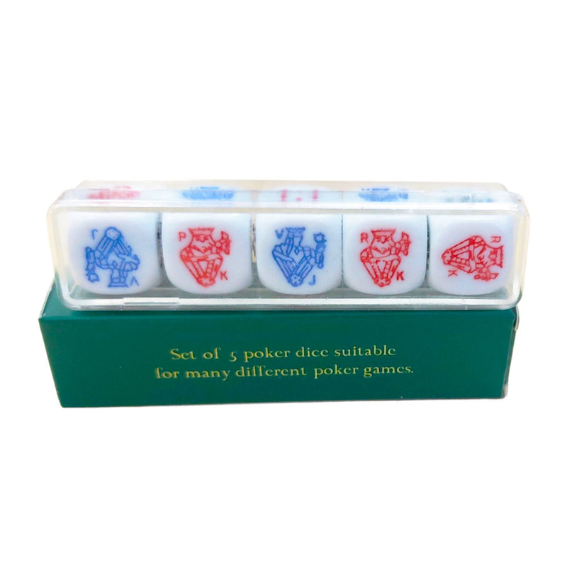 Poker-dice-in-clear-plastic-box-on-top-of-green-box---60101
