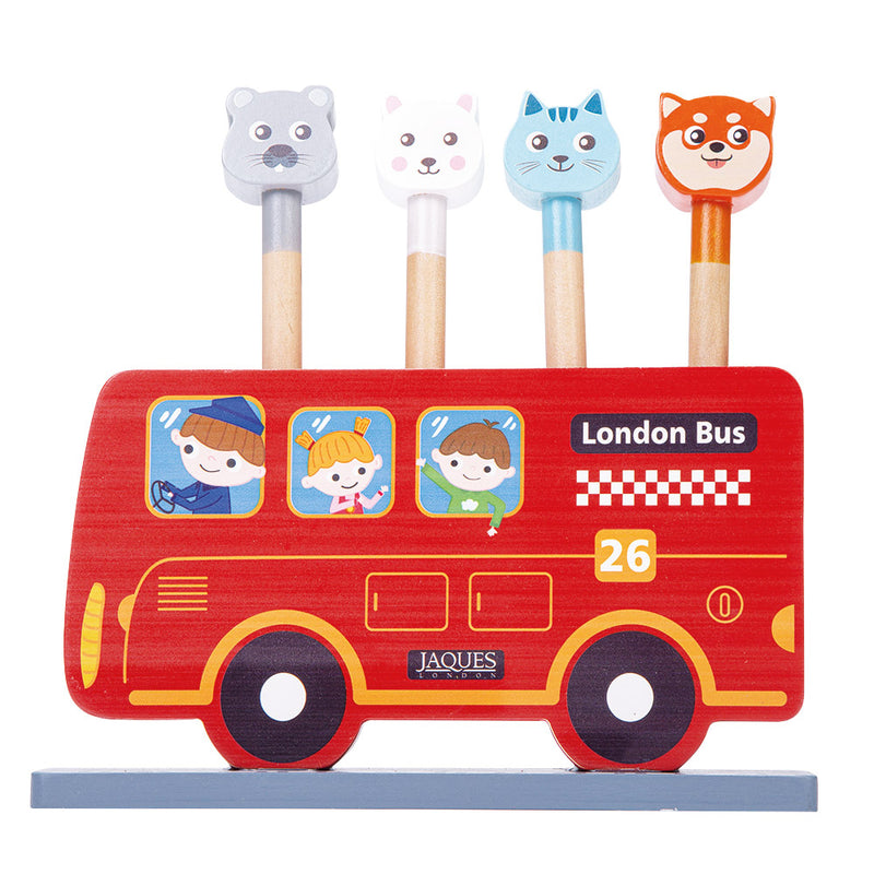 Wooden Pop-Up London Bus with animals
