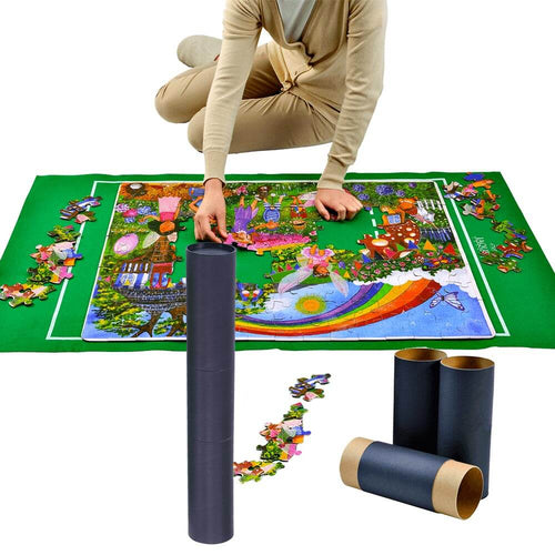  Luxury family puzzle roll up mat - girl making puzzle with roll up tubes in front