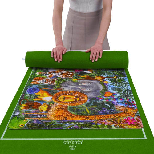  Family puzzle mat - girl demonstrating ow to roll mat 