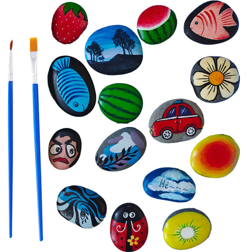 Paint Brush Set With Rock Painting