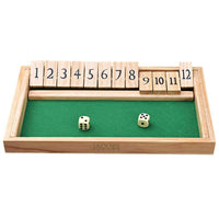 Shut the box facing forward with dice on