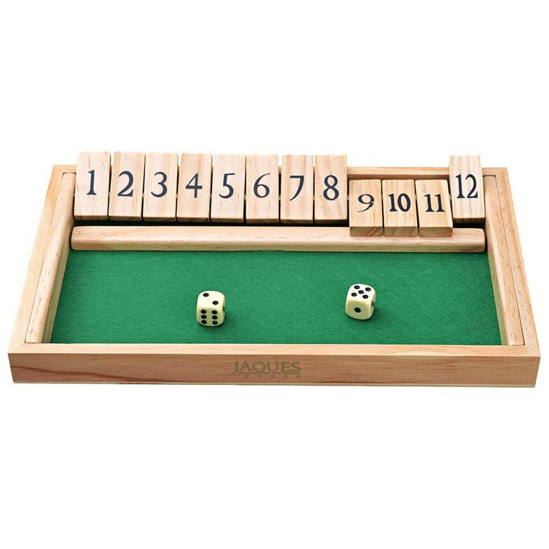Shut the box facing forward with dice on