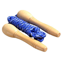 Kids wooden skipping rope with blue cotton rope