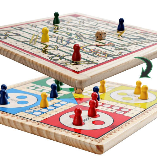 Snakes and ladders board game with ludo game on reverse side