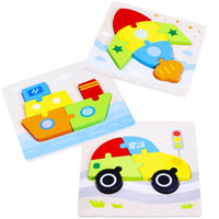 Colourful wooden transport puzzles