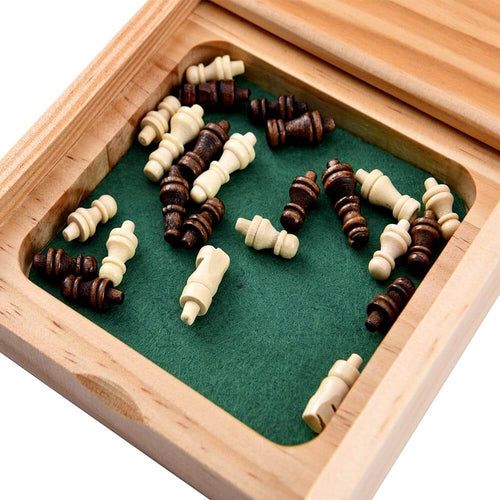  Inside travel chess set with pieces 