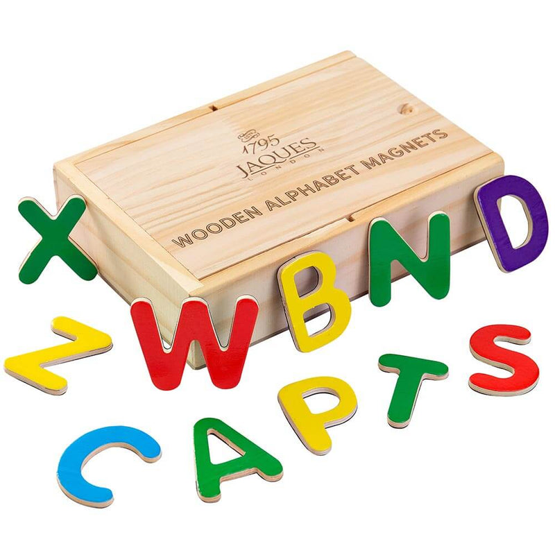 Wooden alphabet set of magnetic letters