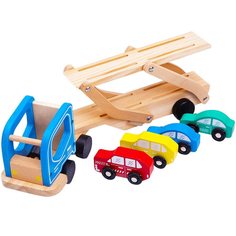 Wooden car transporter vehicle toddler toy